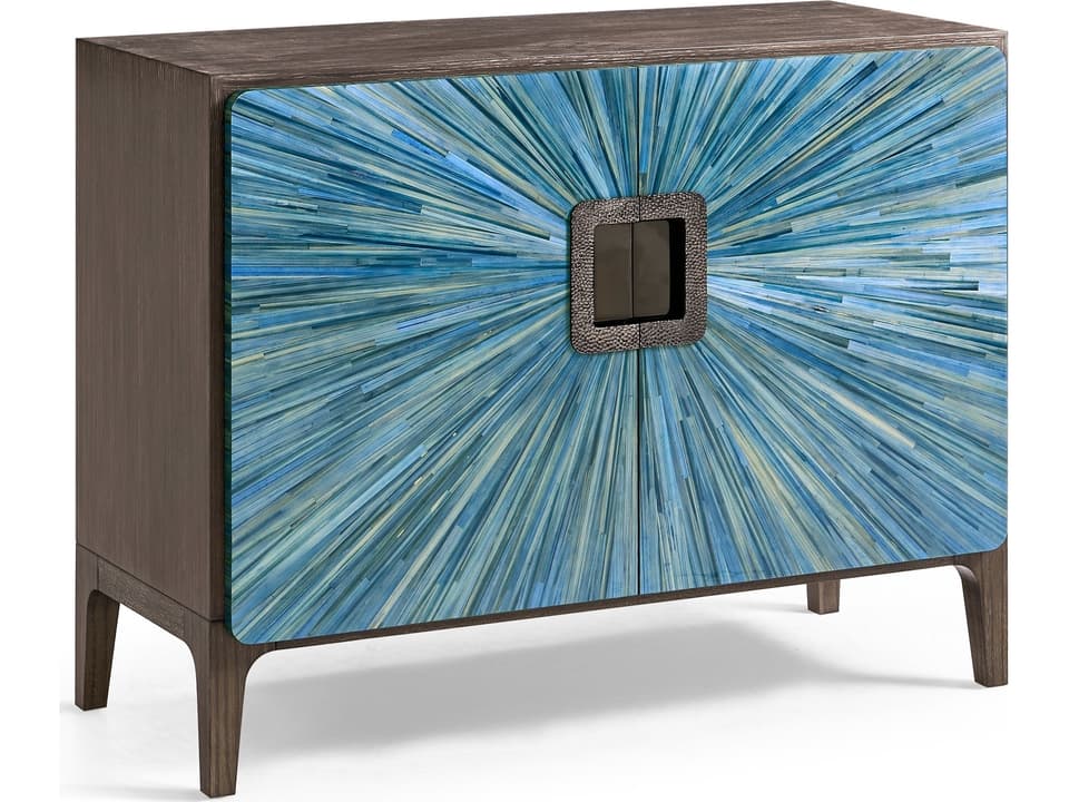 JC Modern Sapphire Azure Blue Straw Accent Chest
