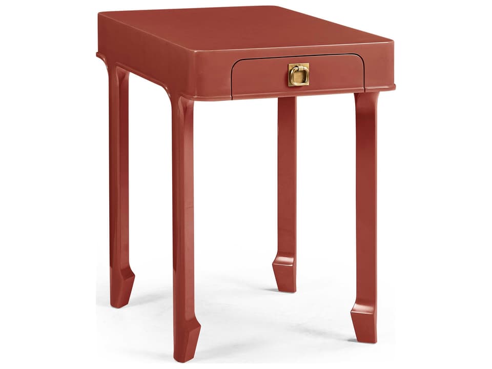 JC Modern Polly Rose Rectangular End Table in Dor Red Lacquer