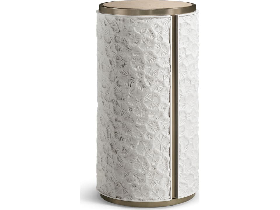 Pelagic Round End Table in White Washed Oak