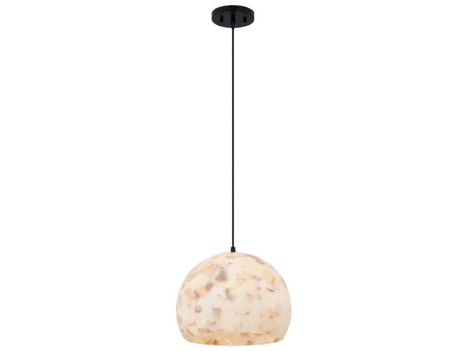 Alabaster Rocks Globe 1-Light Pendant in Matte Black