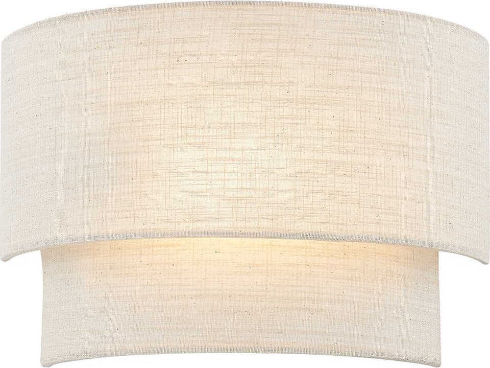 Textile 1-Light Rectangle ADA Wall Sconce in Cream Linen