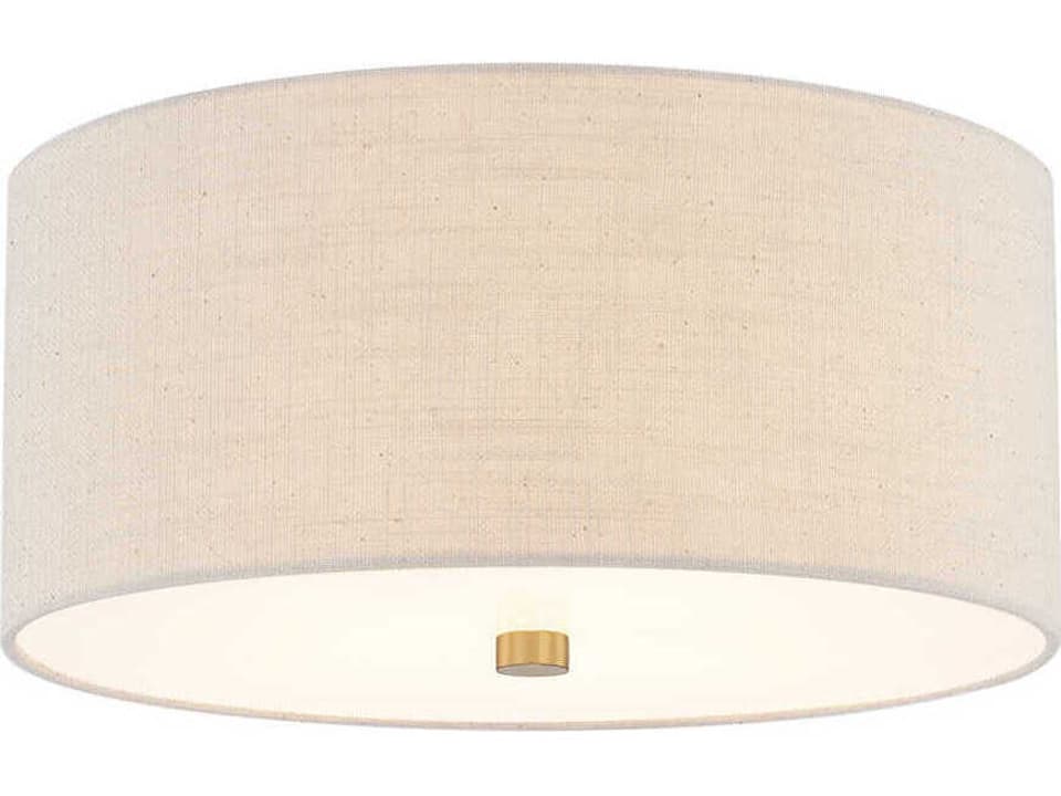 Classic 3-Light 14-Inch Drum Flush Mount in Cream Linen Fabric