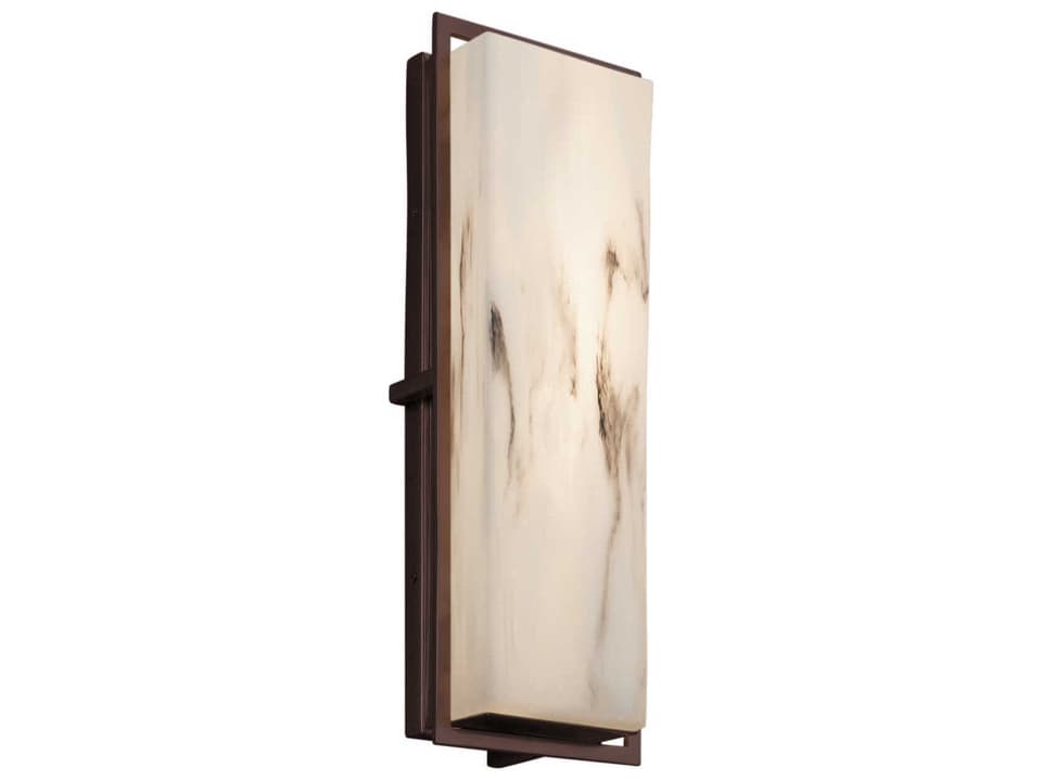 LumenAria Avalon 18-Inch Integrated LED Outdoor Wall Sconce with Tan Faux Alabaster Shade