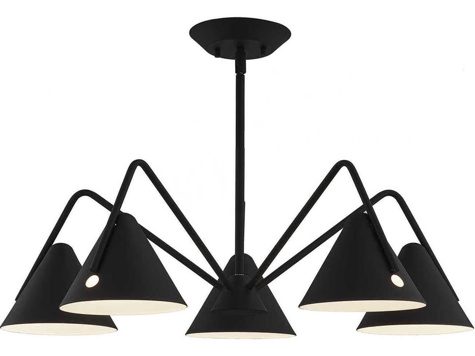 5-Light Zag LED Chandelier in Matte Black Textured