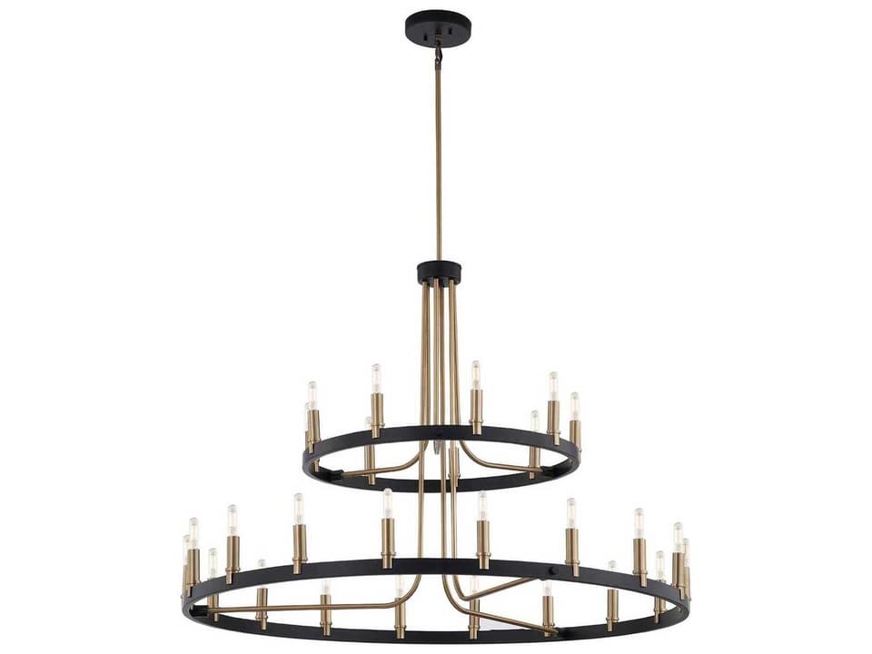 27-Light Clayton Two-Tier Chandelier in Matte Black and Brass