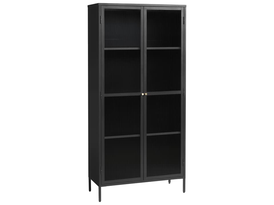 Vega 2-Door Display Cabinet in Black with Fluted Glass