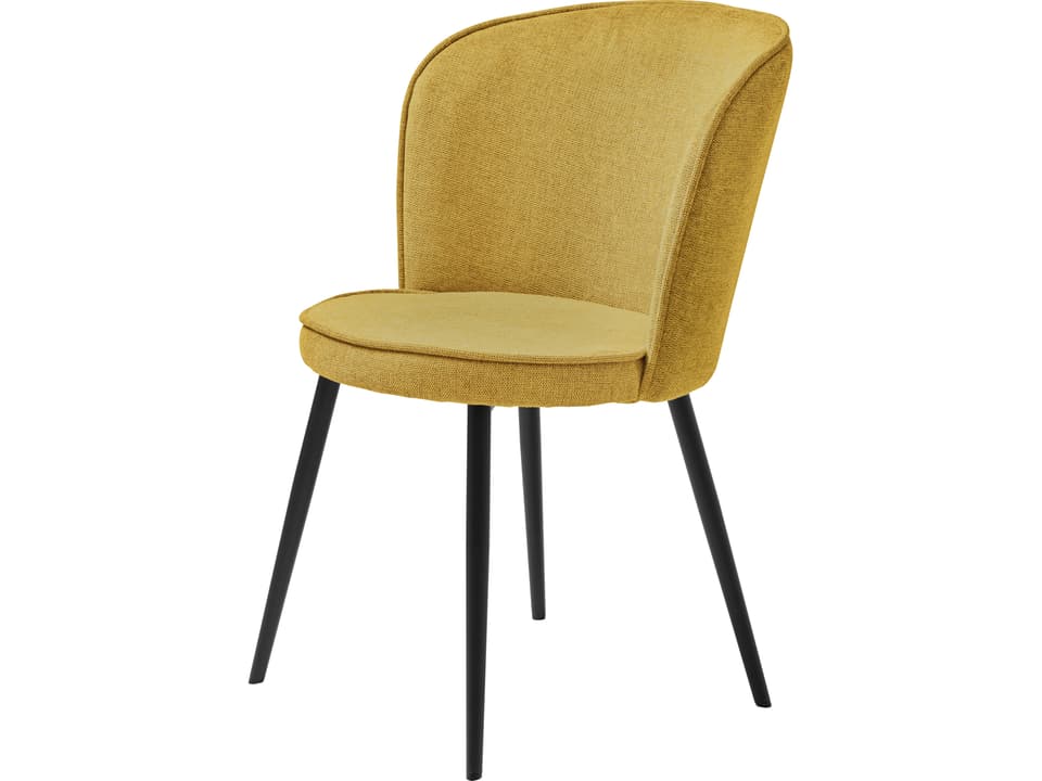 Upholstered Armless Dining Side Chair Set of 2 in Mustard and Black