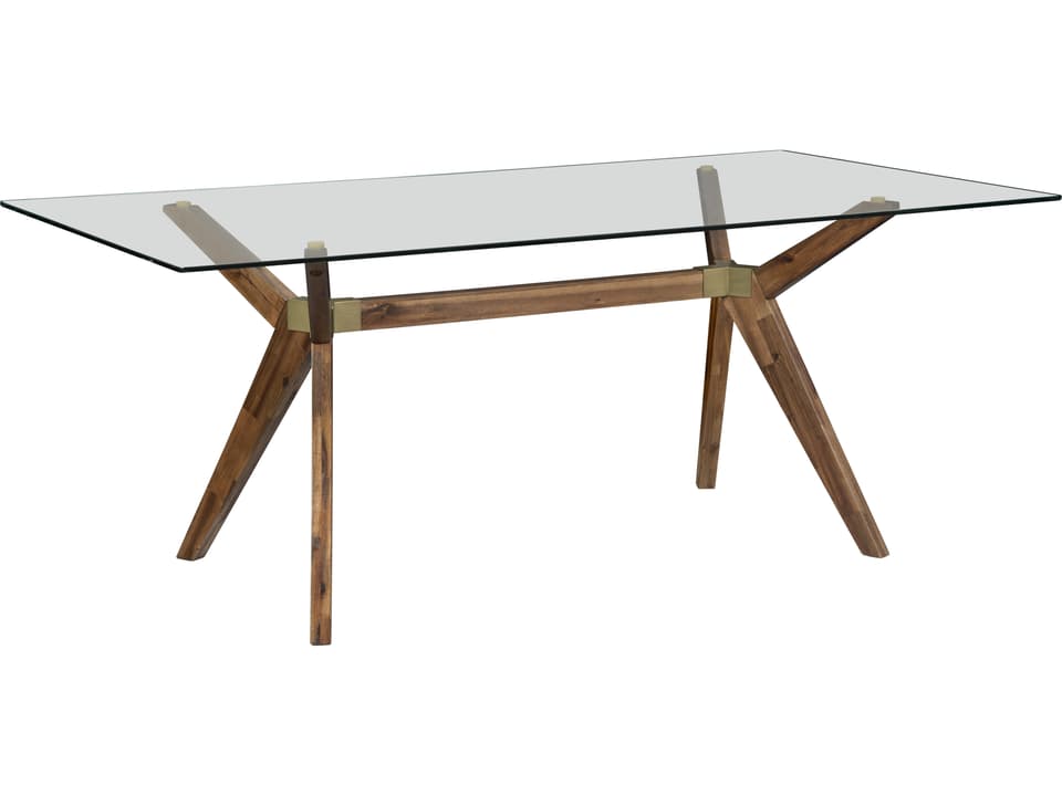 Denali 75-Inch Rectangle Glass Top Dining Table in Walnut