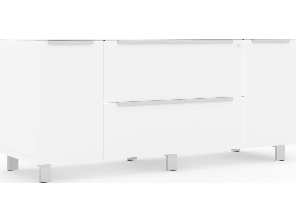 K123 Modern Credenza with 2 Drawers and 2 Doors in White