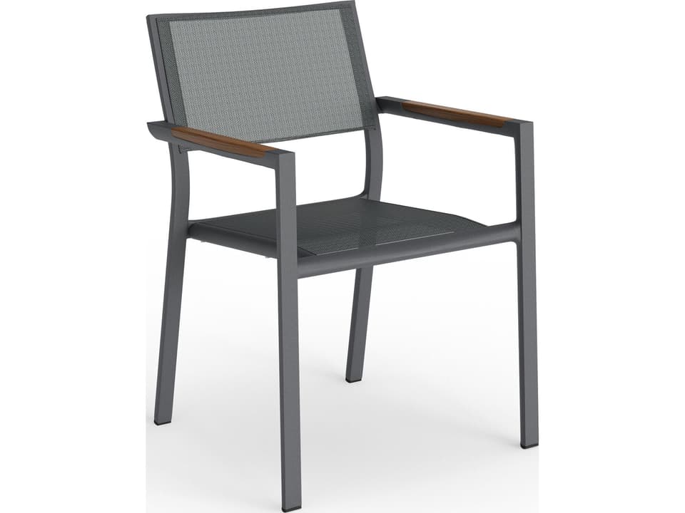 Breeze Ipe Stacking Sling Arm Chair in Slate