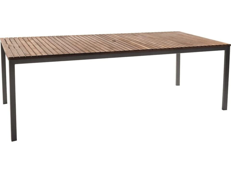 Harmony 86-Inch Rectangular Ipe and Aluminum Dining Table in Gray