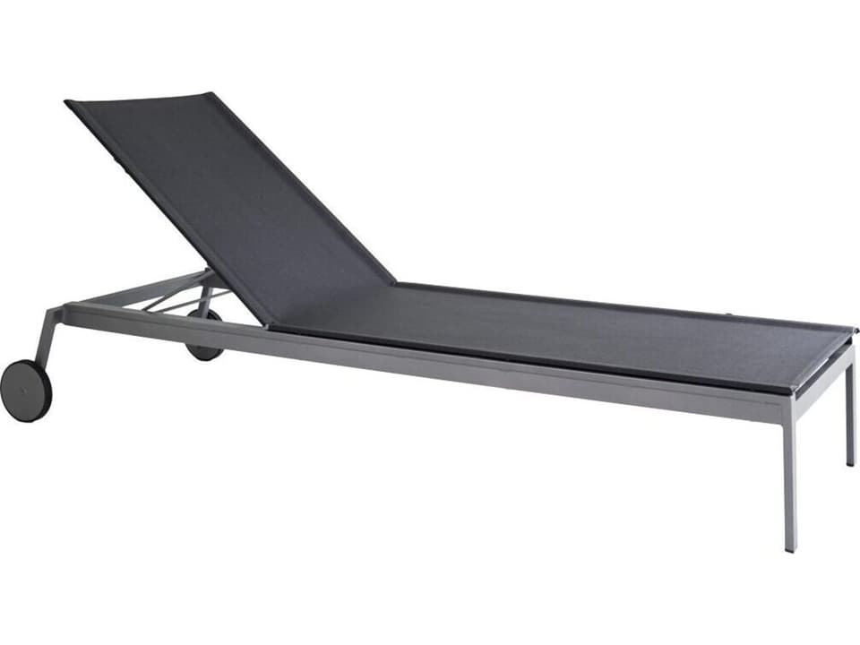 Harmony Sling Chaise Lounge with Wheels in Gray and Black