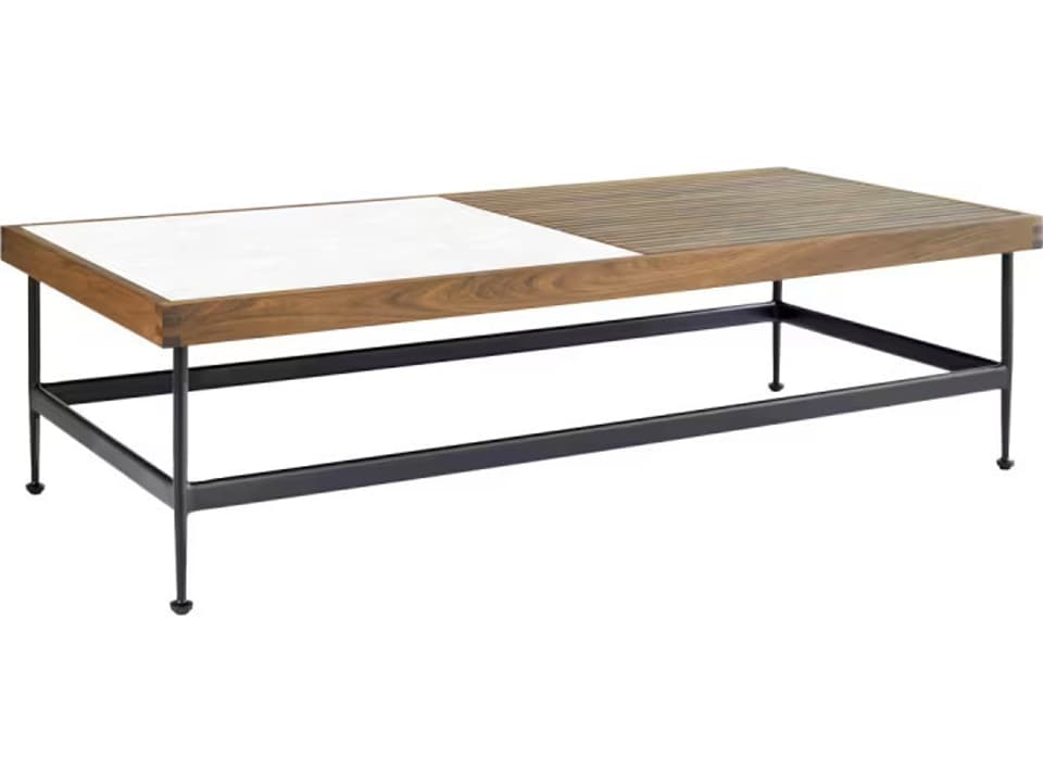 Jett 60 x 25 Inch Rectangular Coffee Table with Ipe and White HPL Top