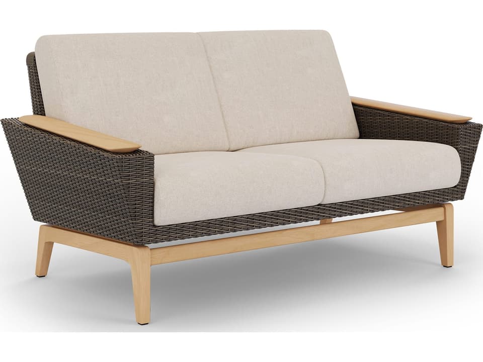 Interception Teak Loveseat with Solara Woven Fiber