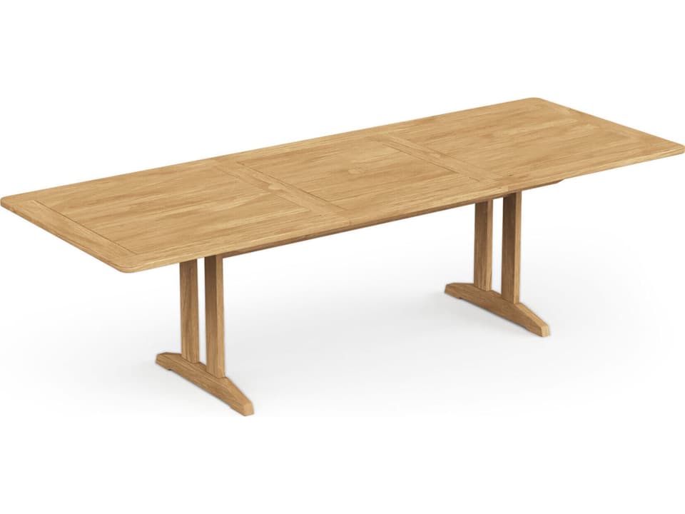 Foundations Teak 74-103 Inch Extension Dining Table with Umbrella Hole