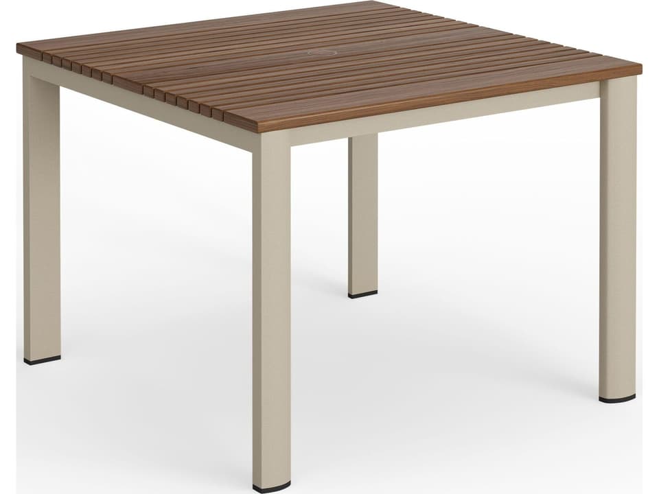 Foundations Mesa 40 Inch Square IPE Aluminum Dining Table Sand
