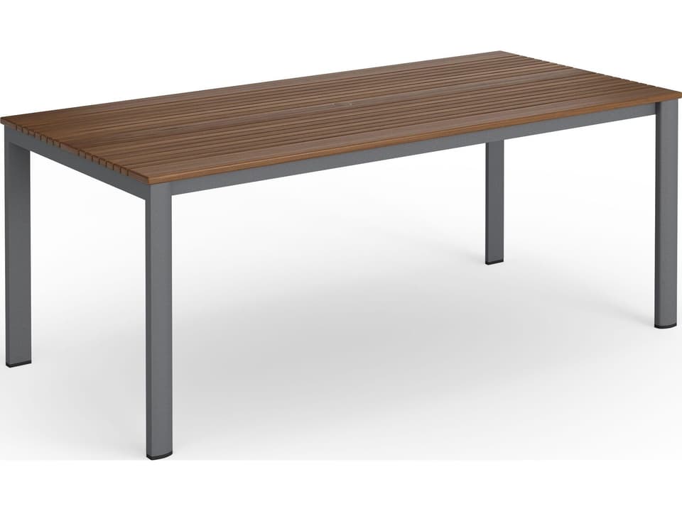 Foundations Mesa 86 x 40 Inch Ipe Aluminum Dining Table in Slate