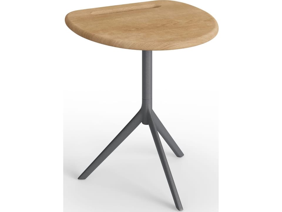 Foundations Arc 16-Inch Round Side Table with Teak Top in Slate Gray