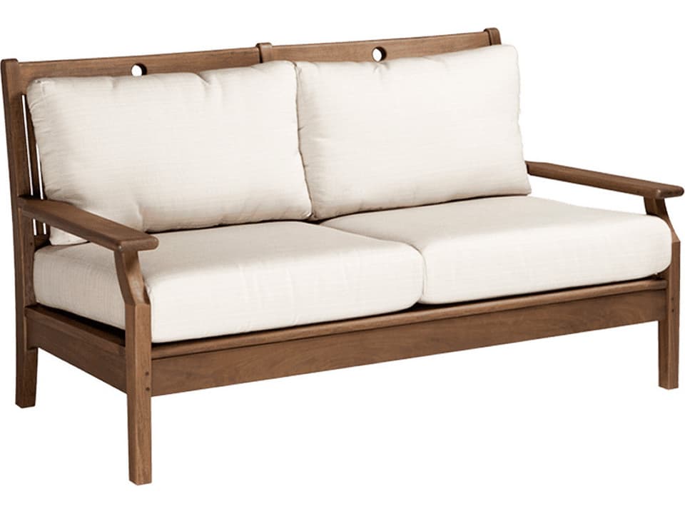 Opal 2-Seat Ipe Timber Loveseat with High Back Sunbrella Cushions