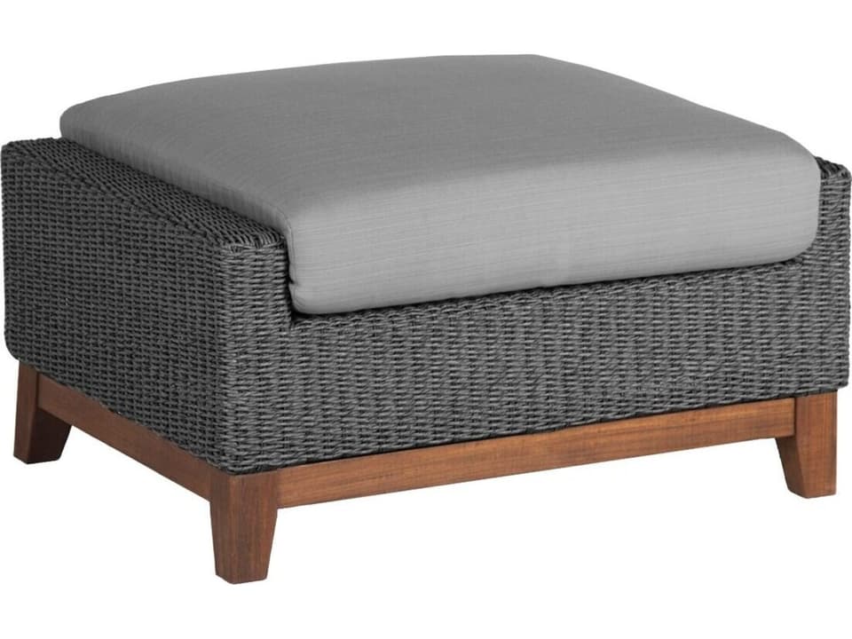 Coral Viro Fiber Ottoman with Ipe Timber in Gray
