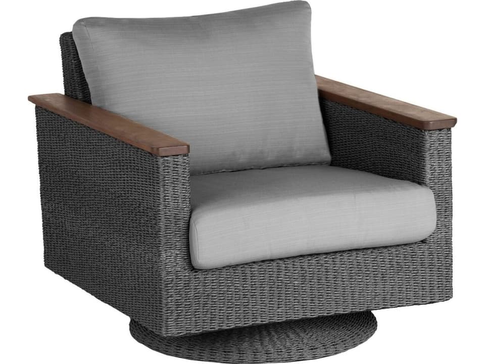 Coral Swivel Rocker Chair with Gray Viro Fiber and Ipe Wood