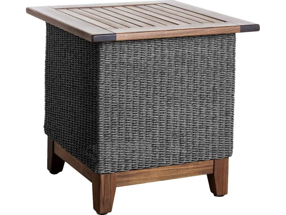 Coral 24-inch Woven Square Side Table Gray