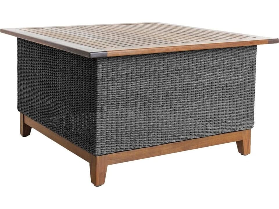 Coral 42-Inch Square Outdoor Chat Table in Gray Viro Fiber and Ipe Timber by Povl Eskildsen