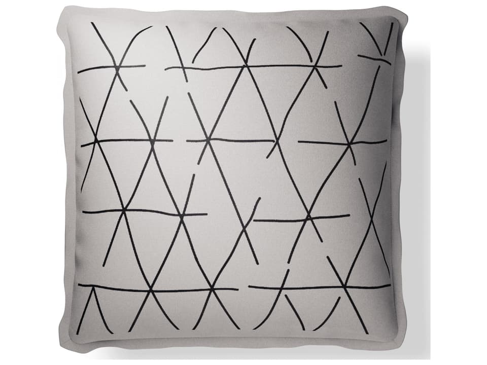 Plume Embroidery 20 Inch Square Accent Pillow in Ivory Charcoal