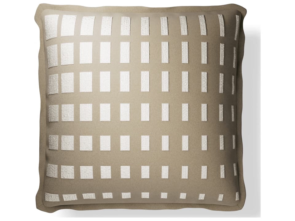 Plume Shadow Block 20 Inch x 20 Inch Outdoor Pillow Desert Ivory