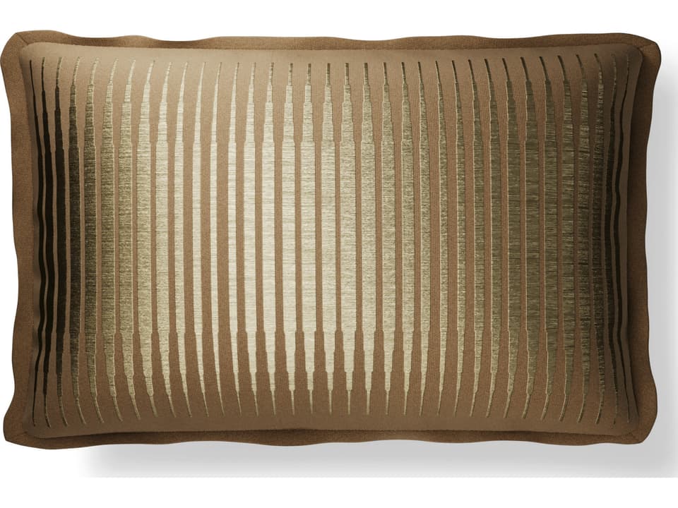 Plume Embroidery 14 x 22 Inch Throw Pillow in Clay Gold
