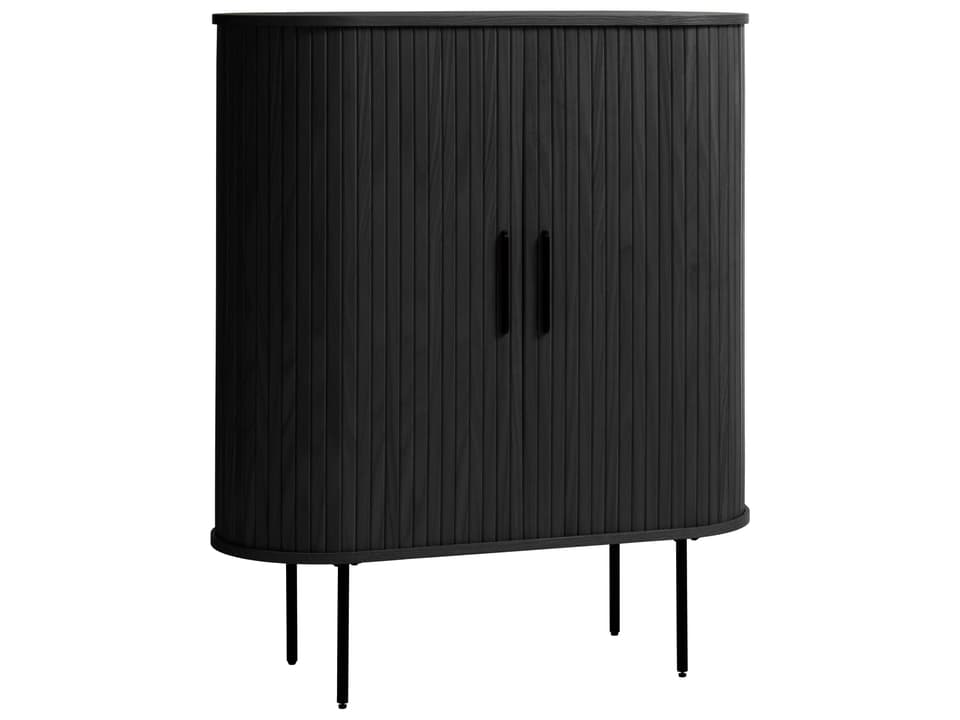 Nola Black Oak Accent Chest with Sliding Tambour Doors