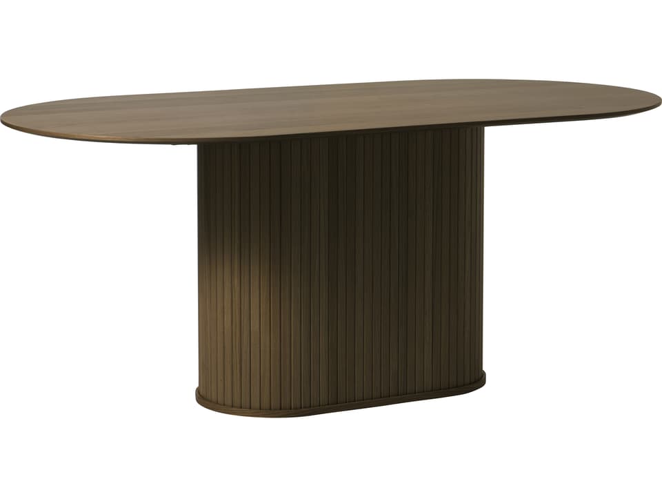 Nola Oval Dining Table in Brown Oak Finish