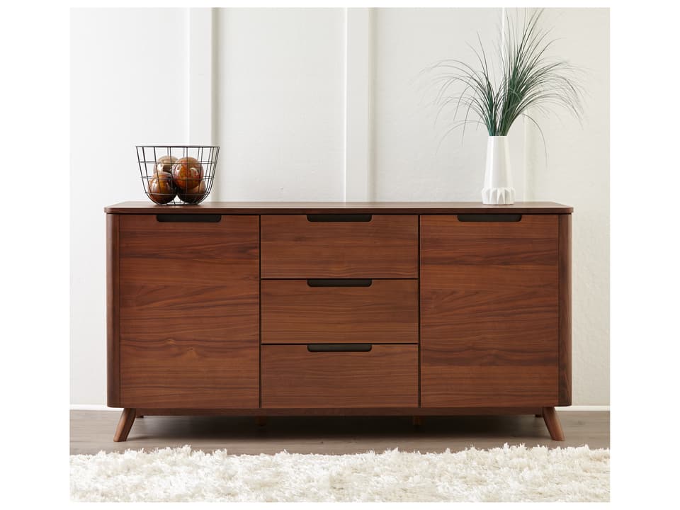Tahoe 63-Inch Walnut Wood Sideboard with Soft Close Drawers