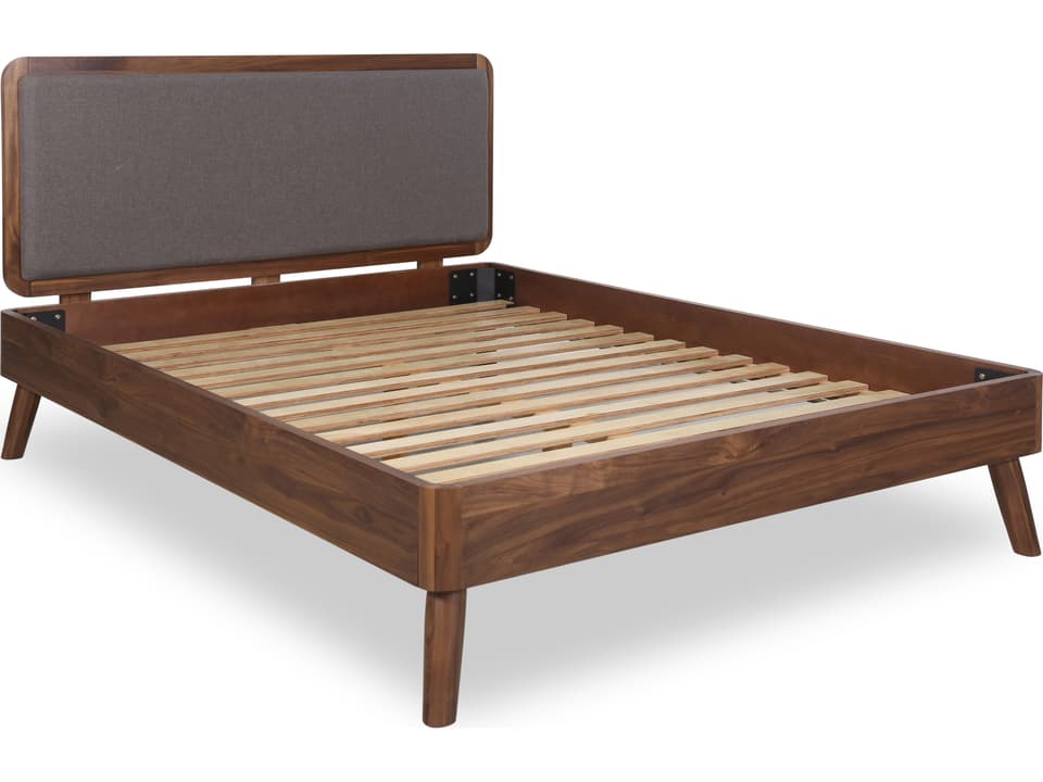 Tahoe King Platform Bed in Walnut Brown Wood Mid-Century Modern