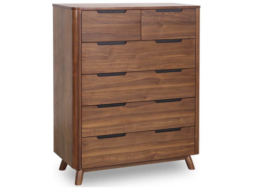 Tahoe 6-Drawer Walnut Wood Accent Chest Mid-Century Modern