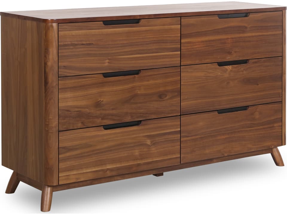 Tahoe 6-Drawer Brown Walnut Wood Double Dresser