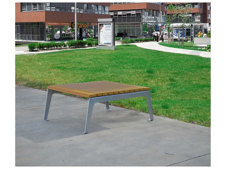 Plaza Steel and Resinwood Rectangular Outdoor Coffee Table