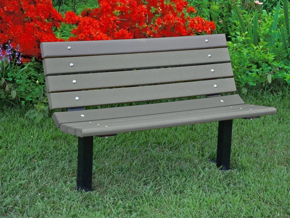 Contour 4 ft. Recycled Plastic Outdoor Bench with Steel Frame in Black