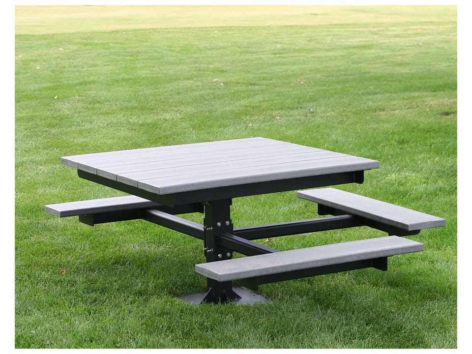 Accessible 48-Inch T-Table Recycled Plastic Picnic Table Surface Mount