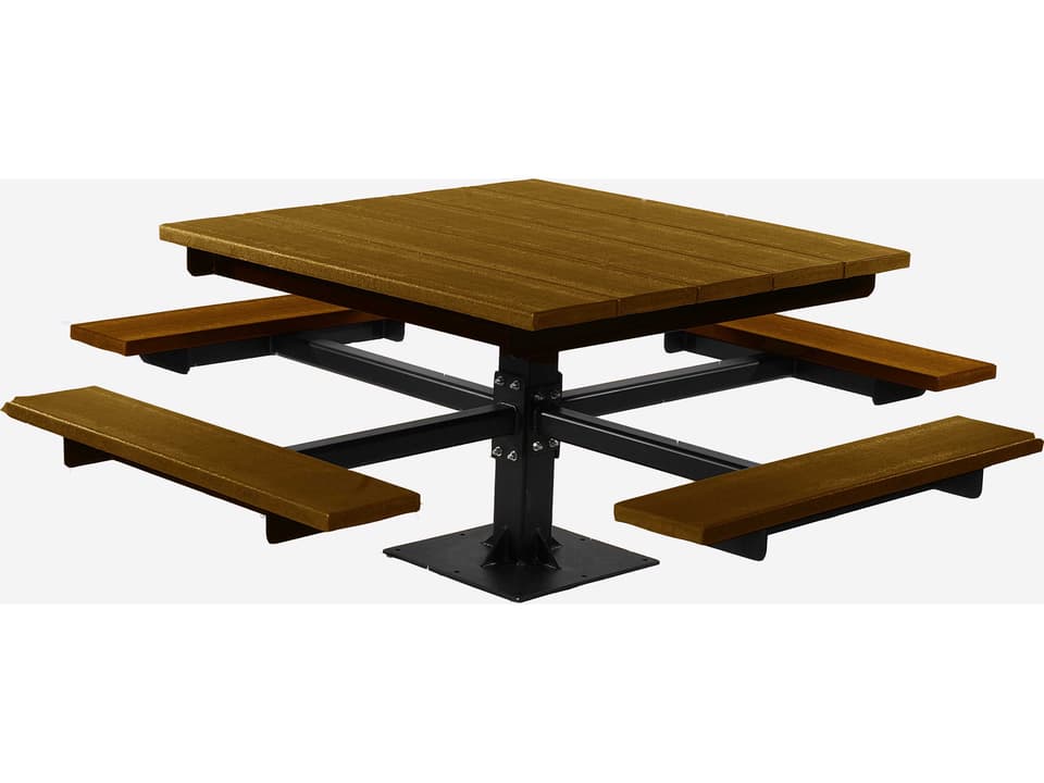 T-table 67-Inch Square Outdoor Picnic Table with Recycled Plastic Slats