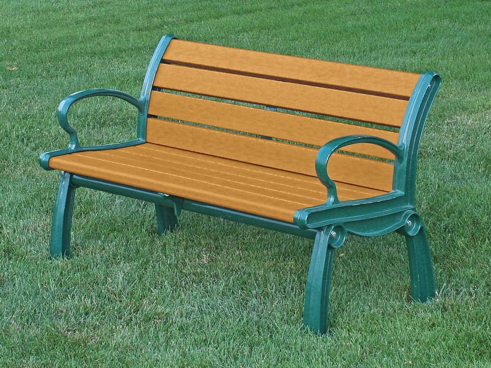 Heritage 4-Foot Recycled Plastic Outdoor Bench with Cast Aluminum Frame