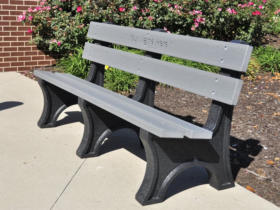 Colonial 6 ft Recycled Plastic Outdoor Bench with Black Bases