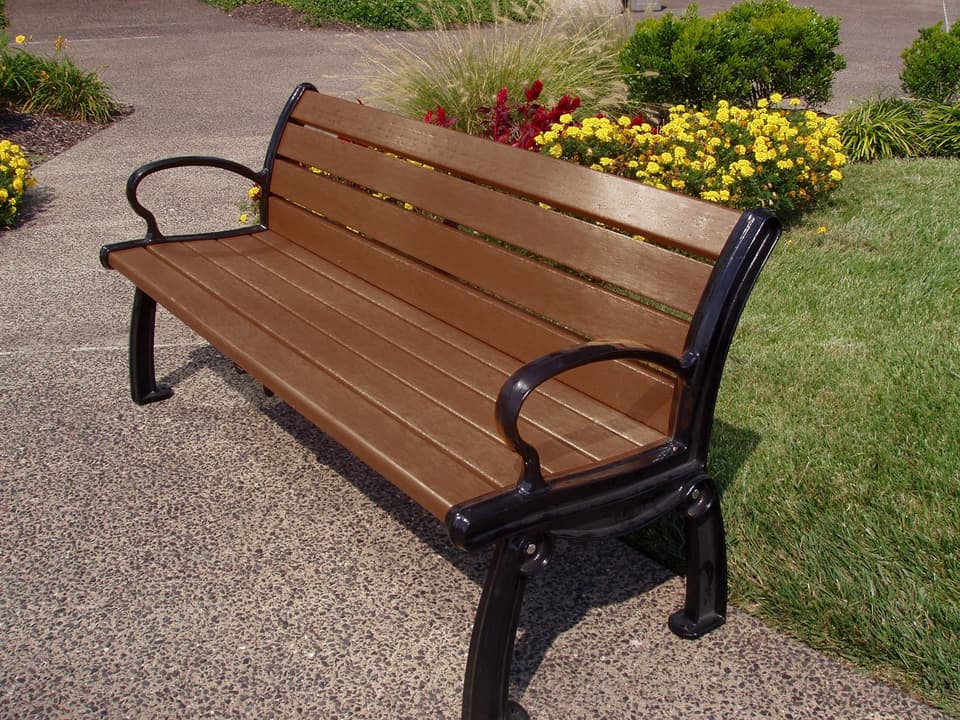 Heritage 6-Foot Recycled Plastic Outdoor Bench with Cast Aluminum Frame