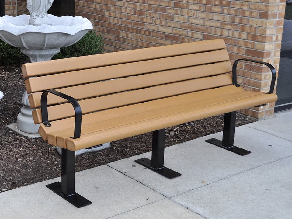 Jameson 6-Foot Recycled Plastic Patio Bench with Black Steel Frame