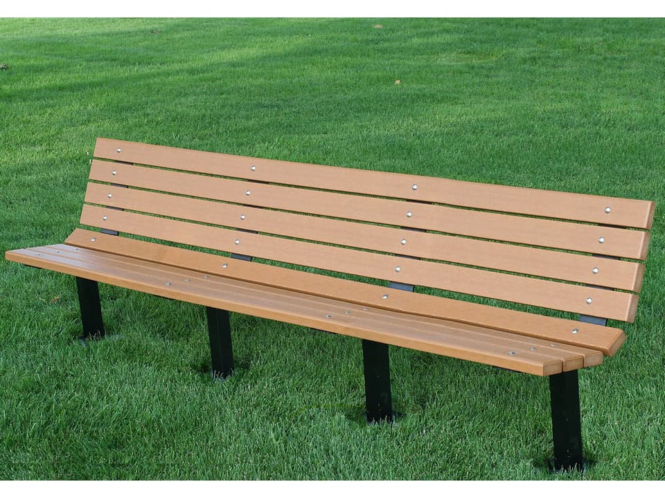 Contour 8 ft Recycled Plastic Bench with Steel Frame