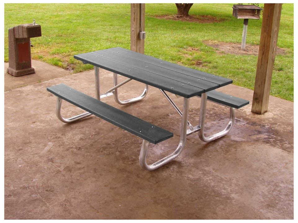 Galvanized Frame 8-Foot Rectangle Outdoor Picnic Table
