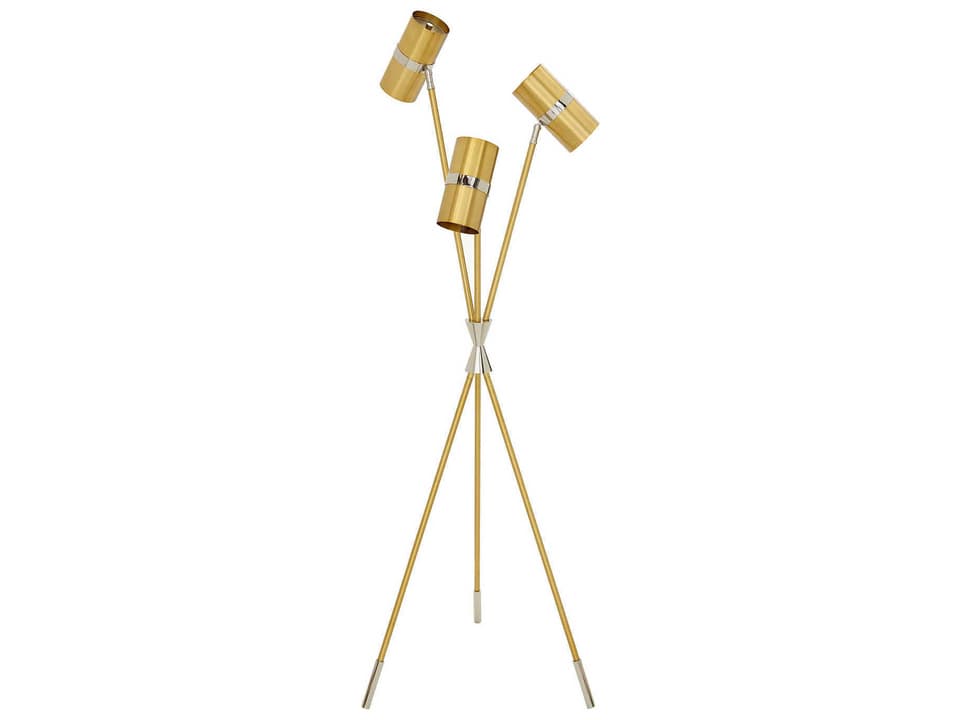 Caracas 2-Light Floor Lamp in Soft Brass and Polished Nickel