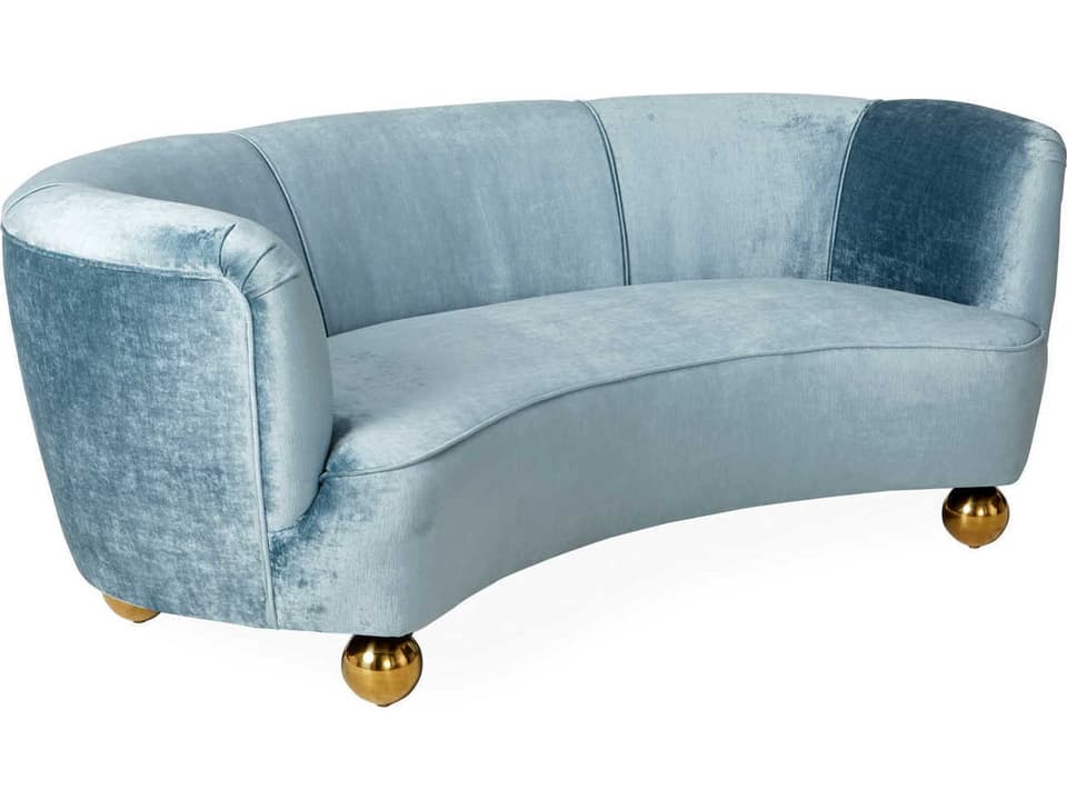 Parker Curved 2-Seat Sofa in Brussels Powder Blue Velvet