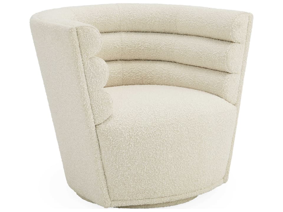 Maxime Swivel White Fabric Accent Chair