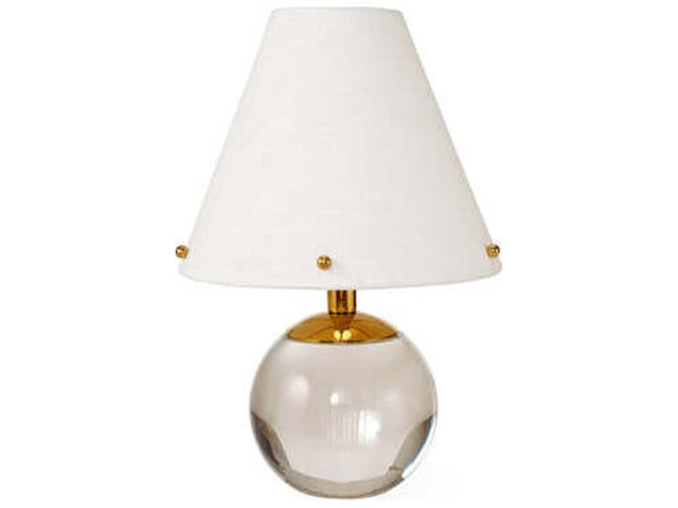 Belvedere Crystal Table Lamp with Brass Accents and Fabric Shade